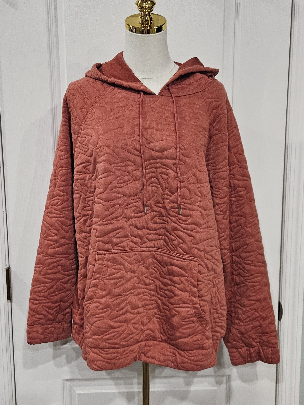 Nine West Quilted Hooded Pullover Jacket - Rust